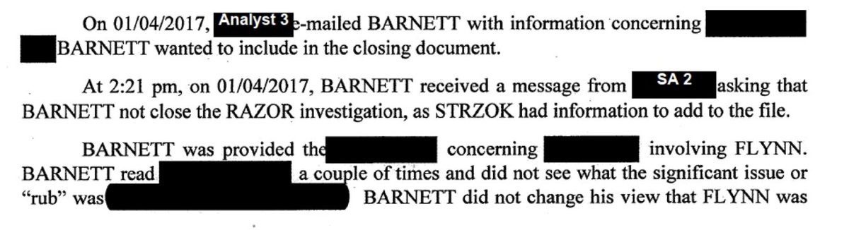 This passage actually undermines a key complaint by the frothers. At first, Strzok just wanted to include the Kislyak transcripts in the file. But OTHER PEOPLE were still adding stuff too. This file wasn't going to be close on 1/4 in any case and Barnett said there was no urgency