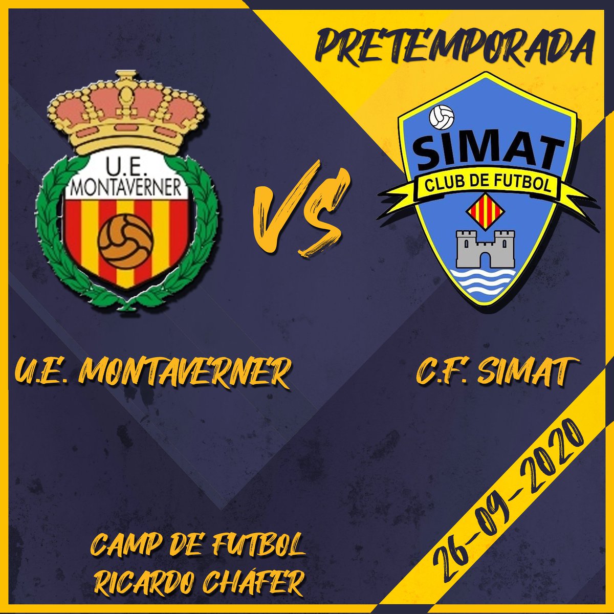 ‼️ Demà disputem un nou partit de pretemporada contra un rival de categoria com és la U.E. Montaverner. A les 19:00, en el Camp de Futbol Ricardo Cháfer seguirem mostrant les millores i posant-nos a to per a l'inici de la nova temporada ⚽⚽

#Pretemporada #Futbol #Regional