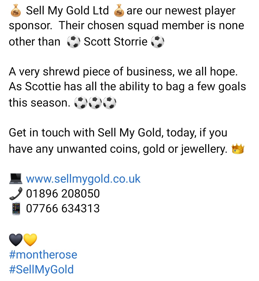 Player Sponsorship

Scott Storrie
Sponsored by Sell My Gold Ltd

🟡⚫