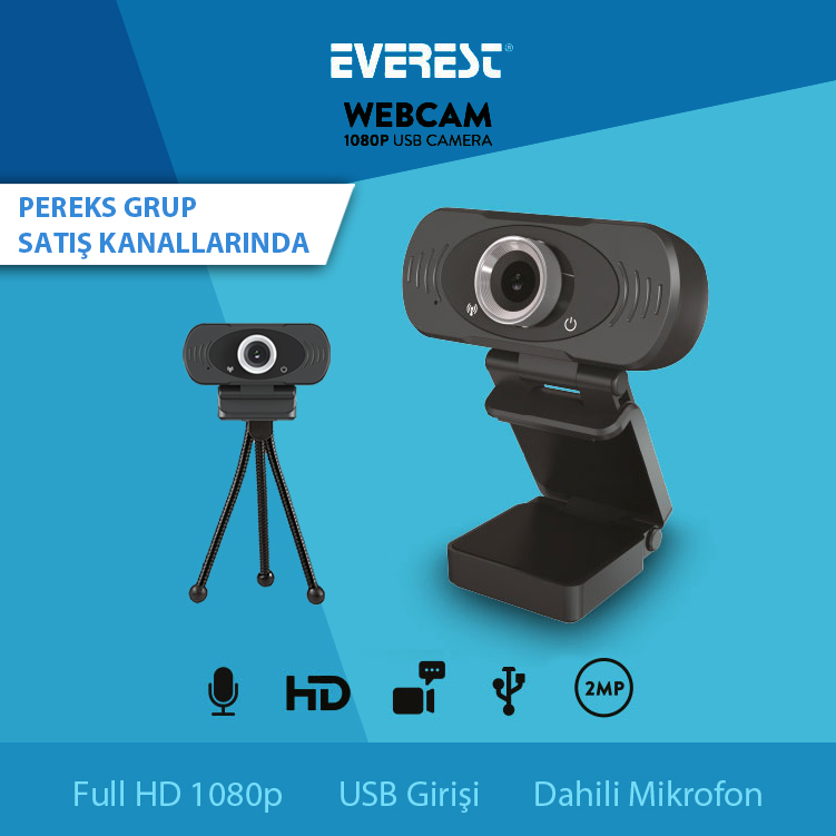 Eba tv ve online derslerinizde yüksek çözünürlüklü kameranız ile fark yaratın.
Full HD 1080p çözünürlüklü 2 MP kamera ile tanışın.
Dahili mikrofon ile sesinizi duyurun.
Tak kullan özelliği ile herhangi bir PC ile kullanın.

#Everets #Webcam #Kamera #SC-HD03 #Tripod #PereksGrup