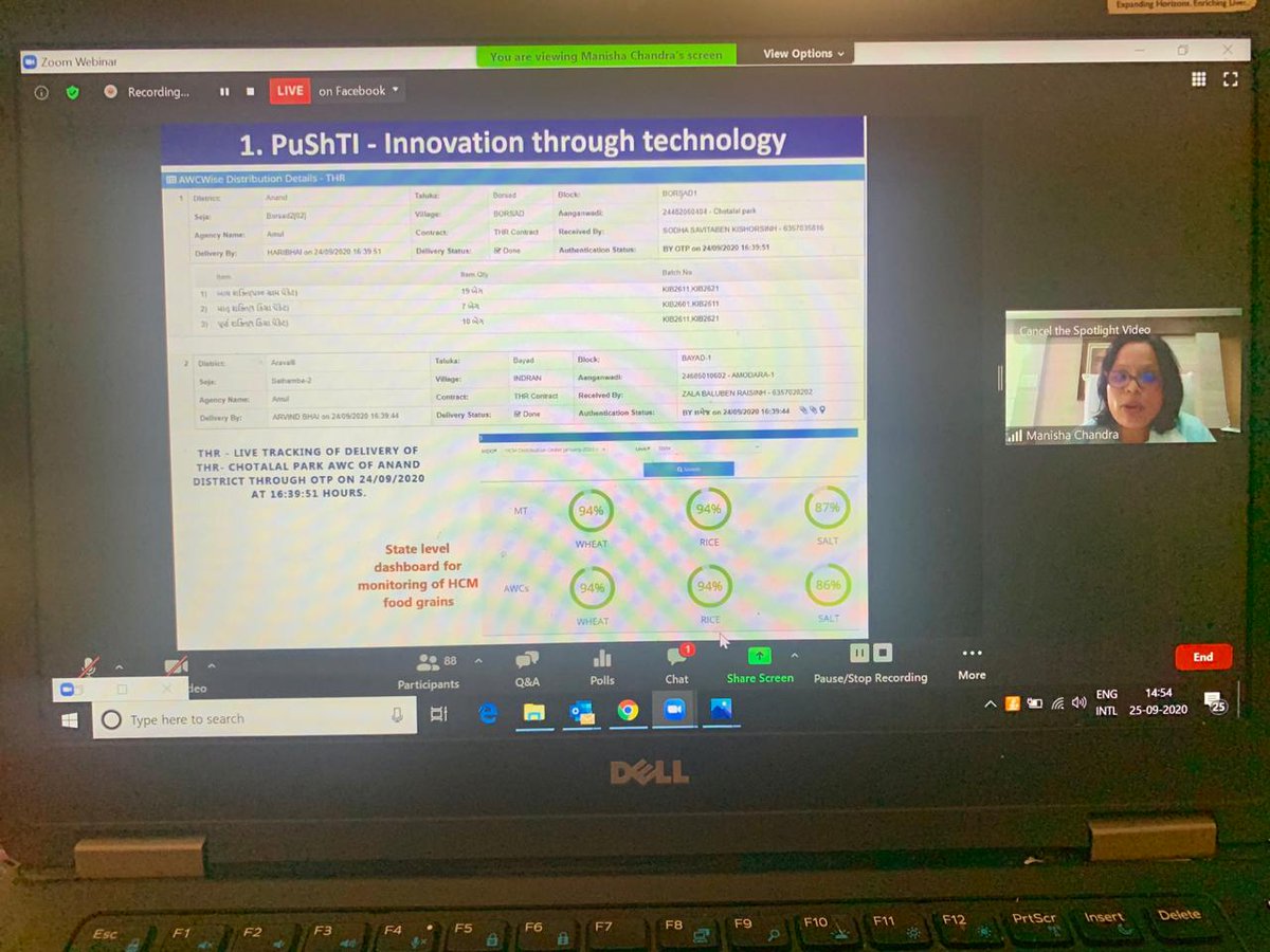 Happening now! “DWCD Gujarat has reached out to more than 16.32 lakhs beneficiaries reached through social media under its Umbre Anganwadi Programme during continuing services,” informs Commissioner &amp; Secretary, WCD, Gujarat  during the panel discussion. 
#POSHANMaah2020 #COVID