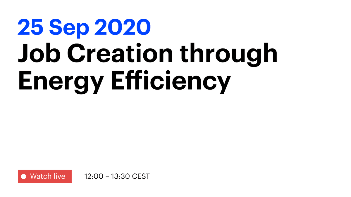 Energy efficiency can be a powerful source of job creation on the pathway to a sustainable #Covid19 recovery.

Watch LIVE 🔴 at 12:00 CEST as energy sector figures discuss the best ways to harness energy efficiency's full potential: iea.li/2G8qZIB