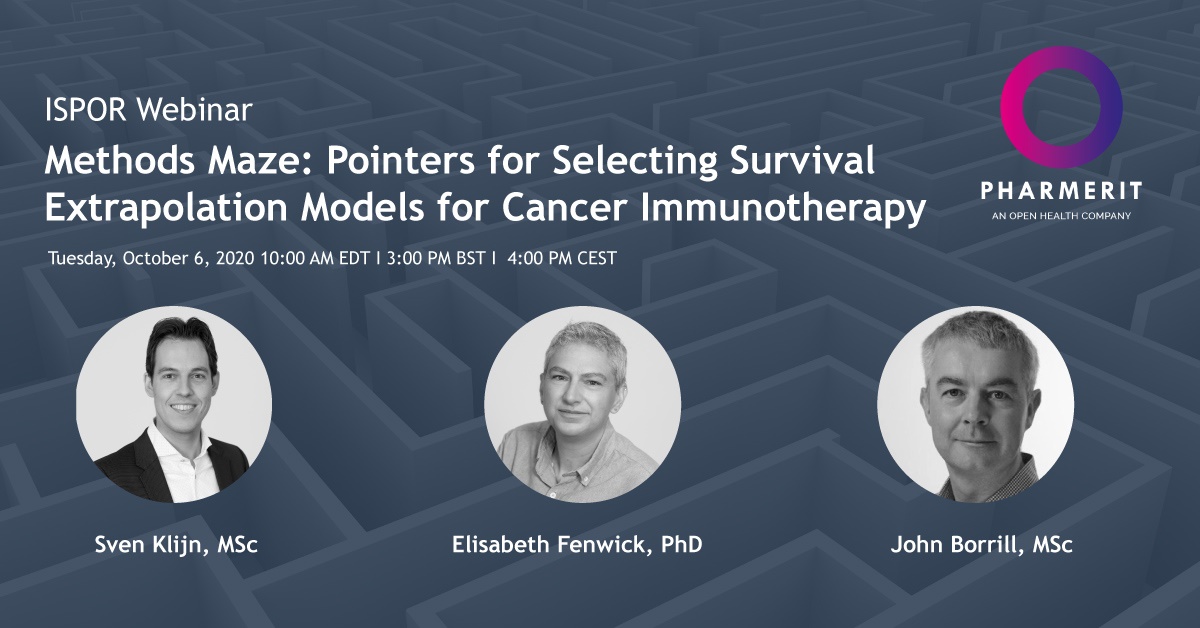 Looking for clarity regarding survival extrapolation techniques? Register now for this #ISPOREurope webinar “Methods Maze: Pointers for selecting survival extrapolation models for Cancer Immunotherapy” with Sven Klijn, <a href="/Liz_Fenwick1/">Elisabeth Fenwick</a> &amp; John Borrill bit.ly/3iYGHo0