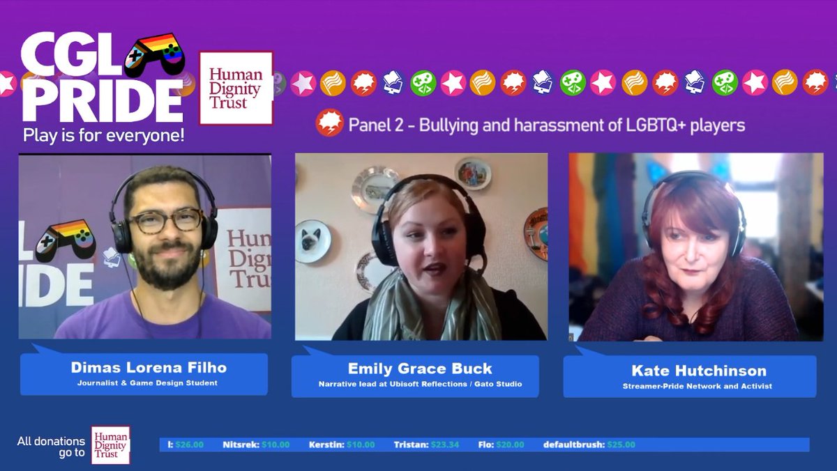 CGLPride's tweet photo. 🔴 We are now live with our second panel, 'Bullying and harassment of LGBTQ+ players' with @emilybuckshot and @katieloukhaos ! Tune in at https://t.co/C9GogMQxKl! #cglpride https://t.co/pGaHTz005h