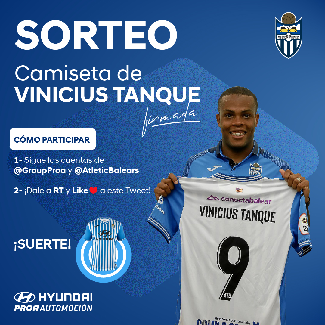 🚨 𝐒𝐎𝐑𝐓𝐄𝐎 🚨

Gana la camiseta firmada del nuevo killer del @AtleticBalears: Vinicius Tanque.

1- Sigue a <a href="/GroupProa/">Proa Group</a> y @AtleticBalears.
2- RT 🔃 y LIKE ♥️ a este Tweet.

El 2 de octubre desvelaremos el ganador.