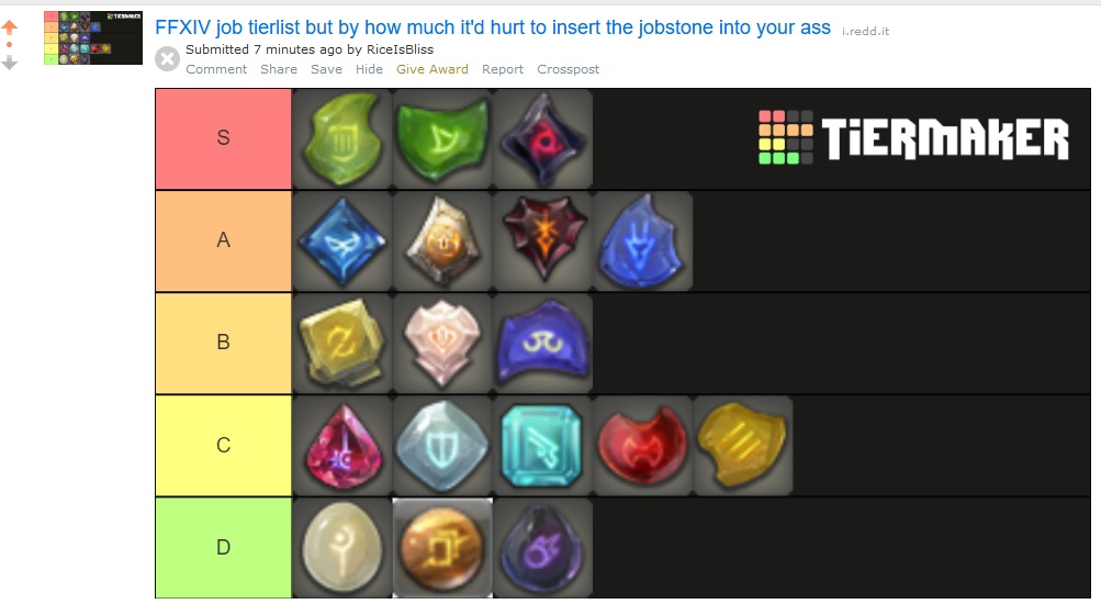 これは海外の一部のヒカセンたちによるFF14ジョブストーン尻に入れる