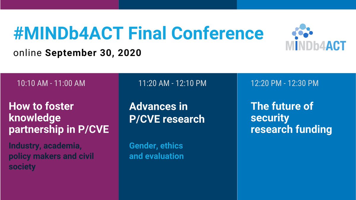 Registrations are now OPEN for our Final Conference on "Preventing violent #extremism: #MINDb4ACT’s insights and outcomes"
30th September 
10AM - 12.30PM
Registration:  register.gotowebinar.com/register/87555…