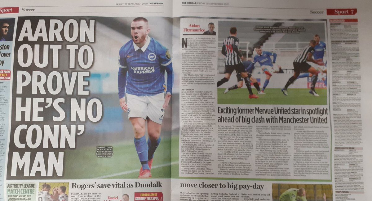 MervueUnitedAFC's tweet image. Great piece in today's Herald on former @MervueUnitedAFC player @AaronConnolly_9 #thegoalmachine Best of luck tomorrow Aaron, up against Manchester United in the @premierleague #realplayerdevelopment
#anotherproudmomentforourclub