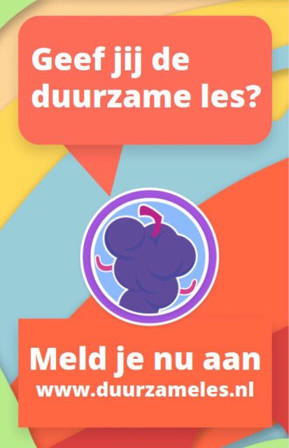 Op 9 oktober 2020 gaat de vernieuwde Duurzame Les van start. Een jaar lang is de les beschikbaar voor alle groepen 7 en 8.
We zijn op zoek naar ouders, leraren, scholen en vrijwilligers die mee willen doen. Voor meer info 👉duurzameles.nl

#duurzaamheid #duurzaam