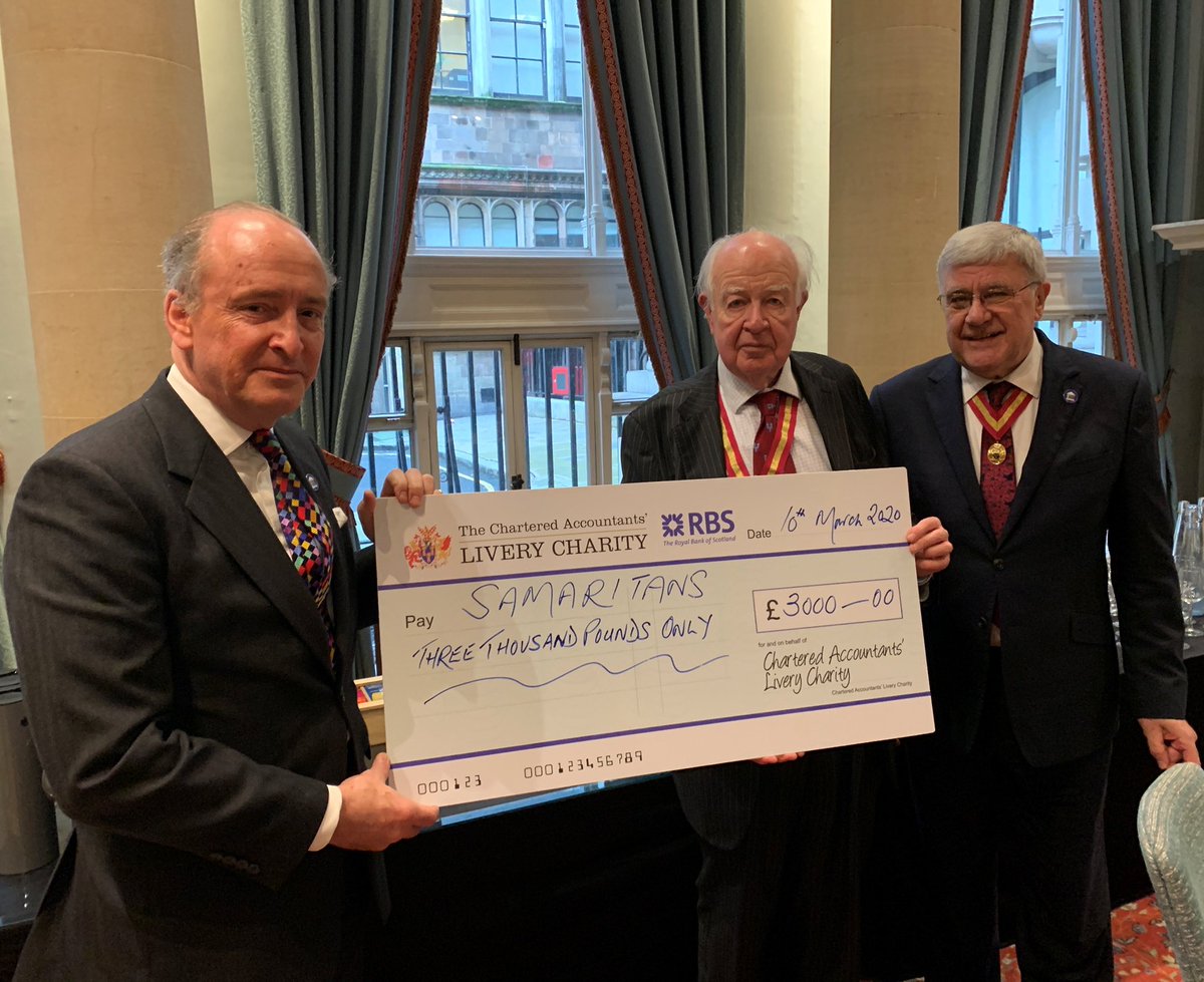 WCCAEW's tweet photo. .@samaritans has launched its #London City Hub. Earlier this year @WCCAEW consort lunch hosted @ColinLindsay9 our charity gave its support towards the hub. Cheque given by our almoner to @SirCBowman past @citylordmayor. Hub has 70 volunteers who are there to listen 24 hours a day https://t.co/MwC1f2oaHh