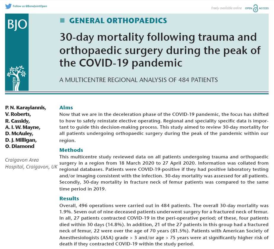 BoneJointOpen's tweet photo. 'For patients with COVID-19 infection, postoperative 30-day mortality was 14.8%.' https://t.co/T9mcnRs9L0

@pkaray @bartmusgrave @MayneAlistair @diamondo77 
#mortality #covid19 #infection https://t.co/MrNvyua2dL