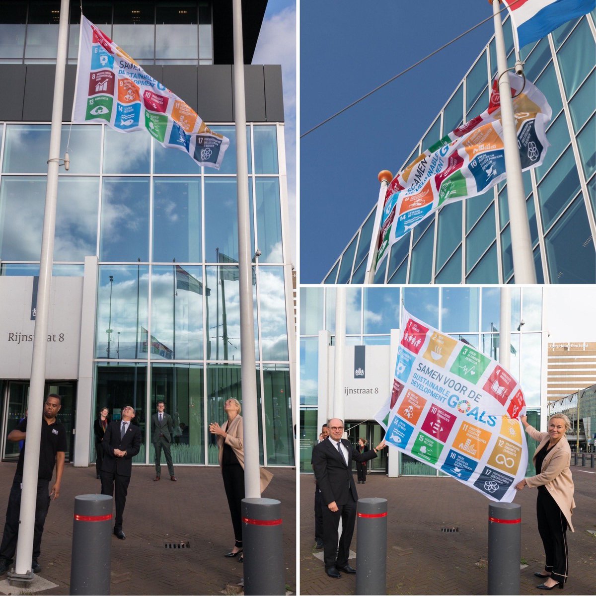 De duurzame ontwikkelingsdoelen van de VN bestaan vandaag 5 jaar. De #SDG's zijn onze routekaart, onderweg naar een inclusieve en duurzame wereld. Dat is belangrijker dan ooit. We hijsen de SDG-vlag bij 500 gebouwen in Nederland en onze posten in het buitenland #samenvoordeSDGs