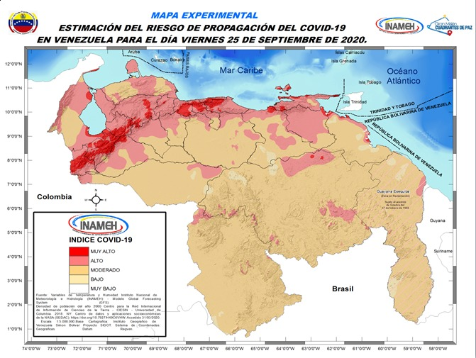 #25Sep #INAMEHInforma Estimación del riesgo de propagación del COVID-19 #Reporte de las 05:50 HLV <a href="/tutiempopereira/">Jose Ramon Pereira</a> <a href="/NestorLReverol/">Néstor Reverol</a> <a href="/NicolasMaduro/">Nicolás Maduro</a> #FelizViernes