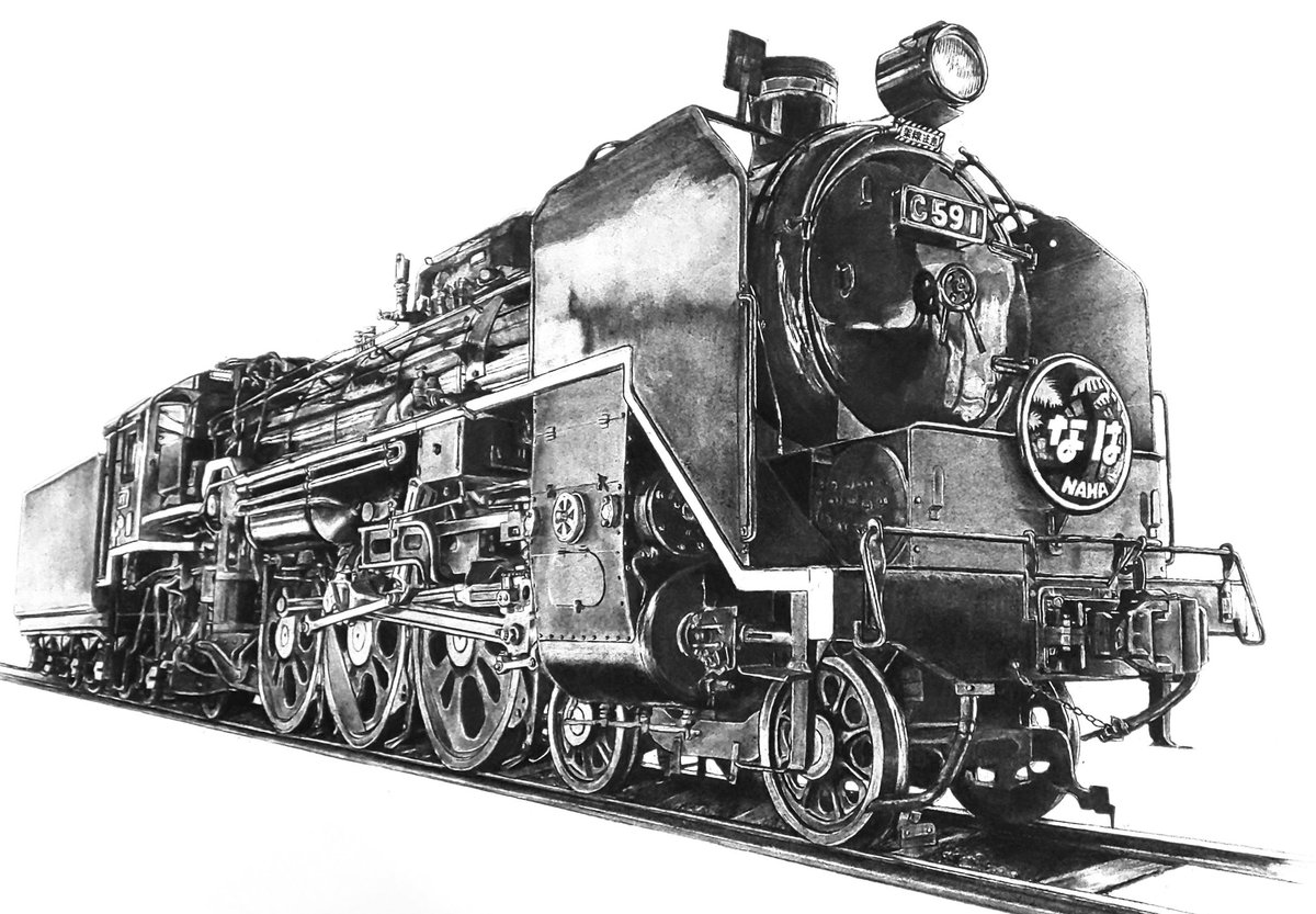 石川 佳宗 C59形蒸気機関車 寝台特急なは B2サイズ 制作１ヶ月半 蒸気機関車 鉄道のイラストだけで興味を持ってくれる方へ届け