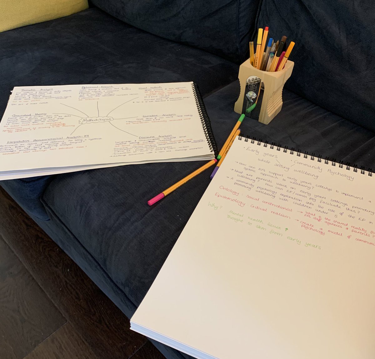 For some reason all my work forming a thesis idea is done at the sofa &amp; on pen and paper. I think it’s because it feels less intimidating perhaps! Can anyone else relate?!#adayinthelifeofa_TEP