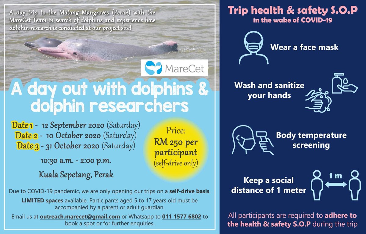 marecet's tweet photo. Spaces are still available for our upcoming 'A Day Out with Dolphins and Dolphin Researchers' edu-trip on 10 and 31 October 2020! Join us to explore the coast of Matang and learn about the dolphins and our researcher work here!

Contact us to book your spot now! https://t.co/ik8yCllds7