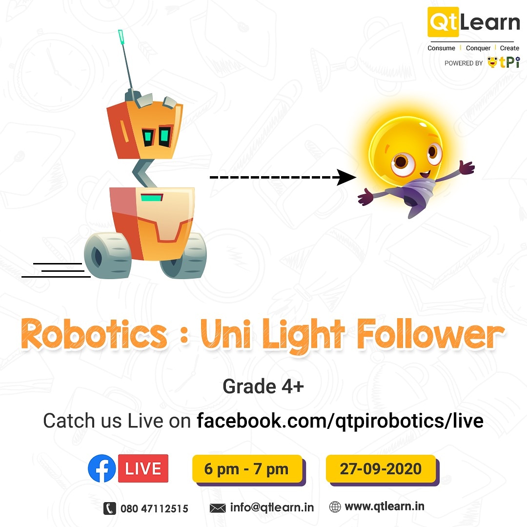 qtpiofficial's tweet photo. Create an intelligent behavior vehicle - Unilight follower this Sunday, 27th Sep from 6 pm onwards with #QtLearn team
Book a ๐
๐๐๐ ๐๐ฅ๐จ๐ญ by registering now:
https://t.co/kjgrMKsAGh
#robotics #unilight #unlightfollower #coding #QtPi #STEM #AI #100DaysOfCode #codingcult https://t.co/ctu6zuH4kP