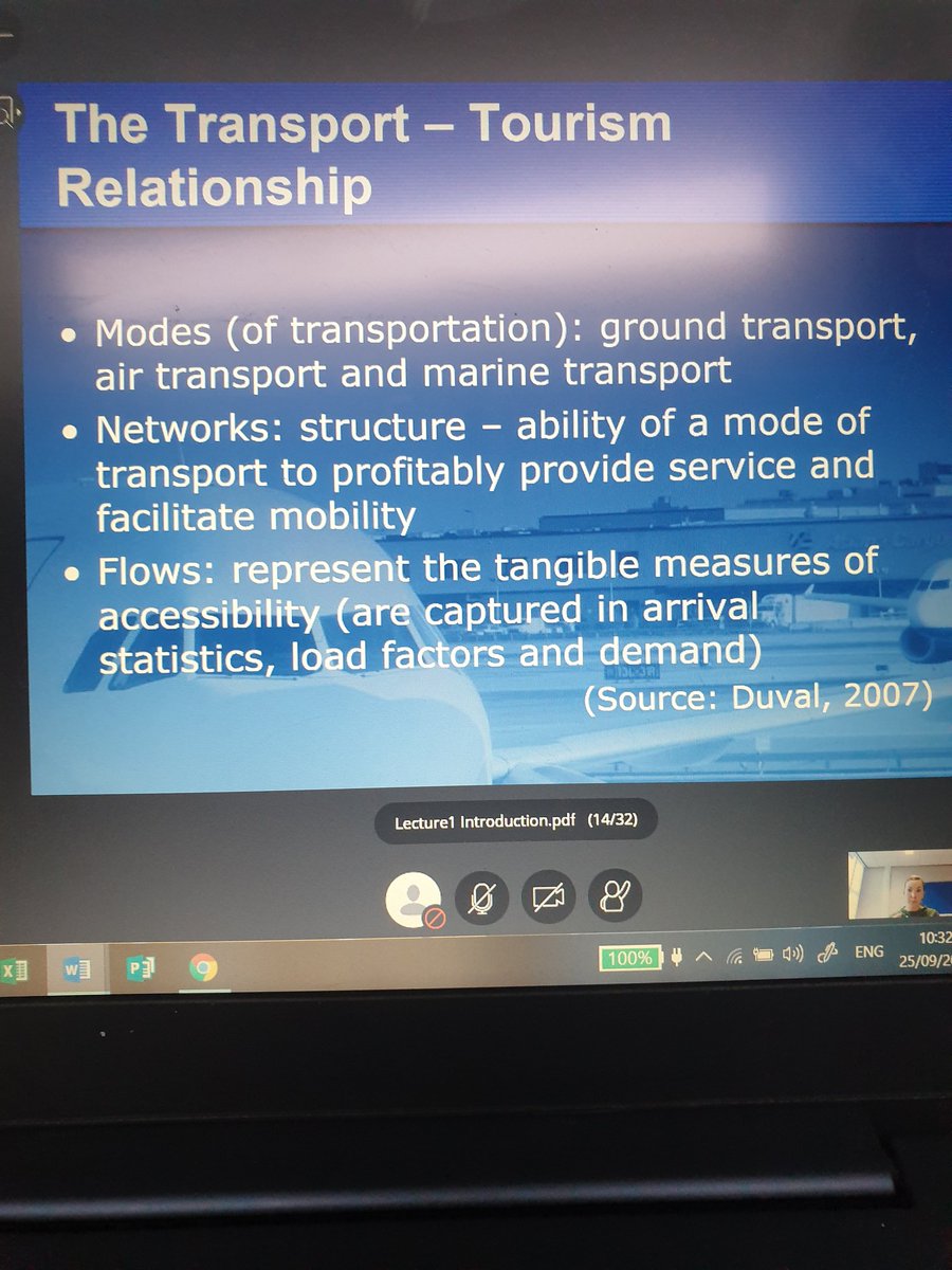 This morning I had my first online lecture on transportation operations in tourism. It was very informative learning about the relationship transport has in the travel and tourism industry #ITTM #transport #airtransport #groundtransport #marinetransport