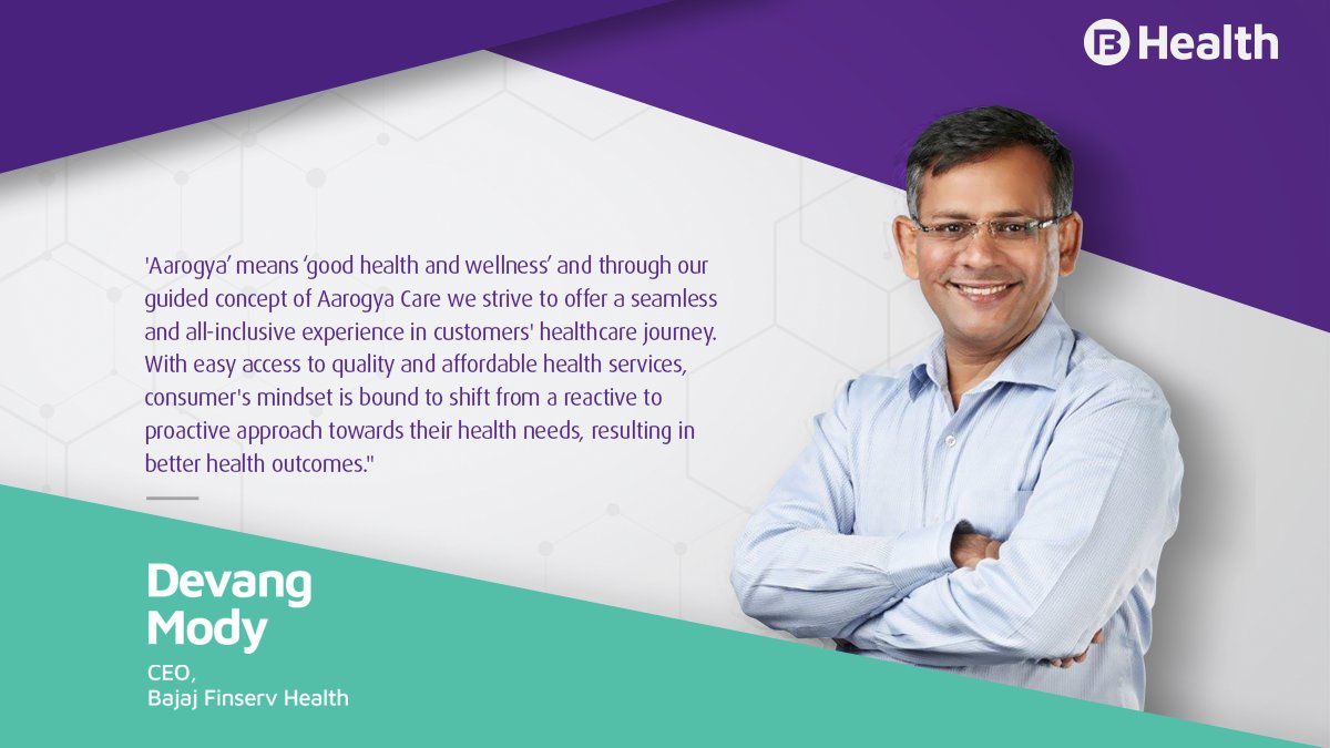 BajajHealth's tweet photo. The much-awaited digital revolution in Indian healthcare is here. Devang Mody, CEO, Bajaj Finserv Health, shares his vision for the new business and how #AarogyaCare will help re-shape the healthcare landscape of the country. 

#SmartHealthSmartIndia #DigitalIndia #HealthTech https://t.co/xypJqMJE50