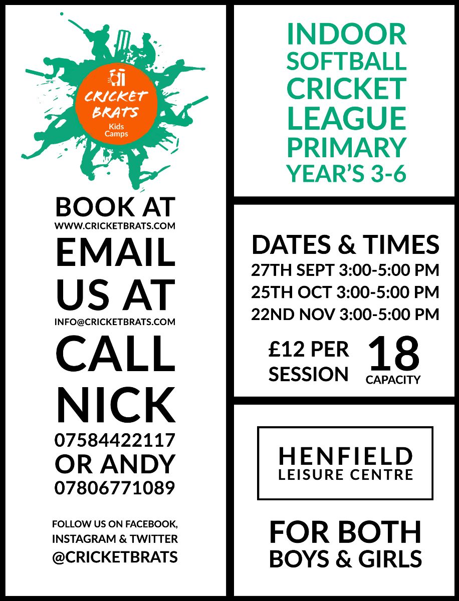 slogsweepdad's tweet photo. Indoor Cricket at Henfield Leisure Centre Starting This Week - https://t.co/Tb1icfBiuW https://t.co/BECUEcWXpb