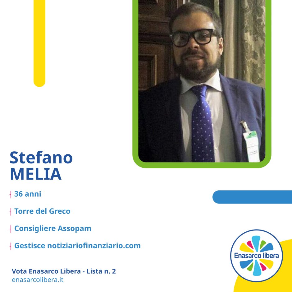 *I nostri candidati!*
Stefano Melia, classe 1984, è agente in attività finanziaria. Originario di Torre del Greco, Napoli, è laureato in Sociologia (Marketing) all'università Federico II di Napoli.