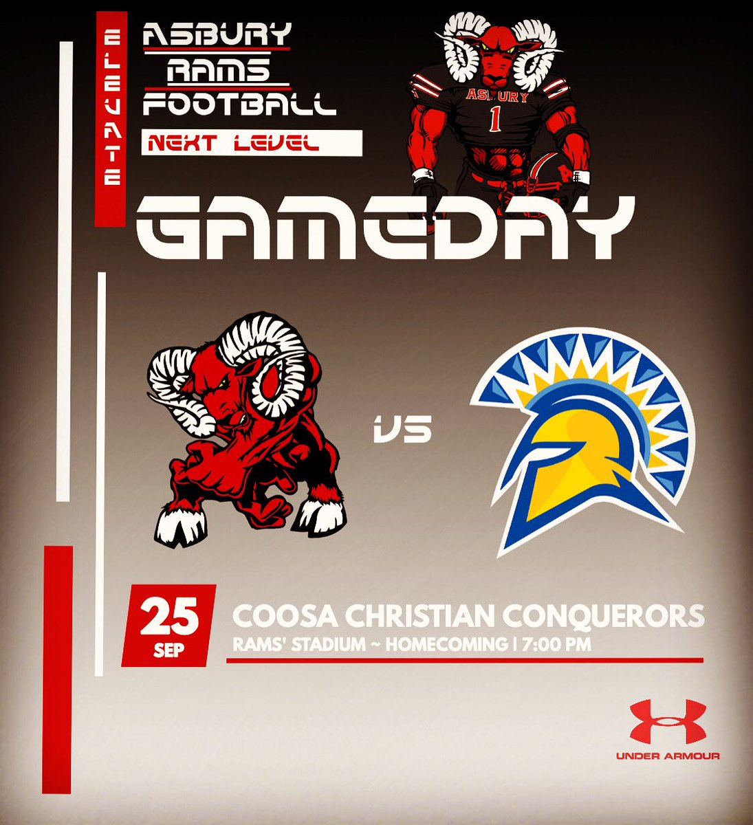 It’s Gameday, #RamNation!! Homecoming is upon us and tonight your Rams battle the <a href="/CoosaFB/">Coosa Christian Football</a> in Rams’ Stadium. Homecoming festivities will take place at halftime. Kickoff is slated for 7PM. Come out and Support!! <a href="/AHS_Rams/">Asbury High School</a> <a href="/AsburyHome1/">Asbury@Home</a> <a href="/Asbury_Football/">Asbury Rams Football</a>