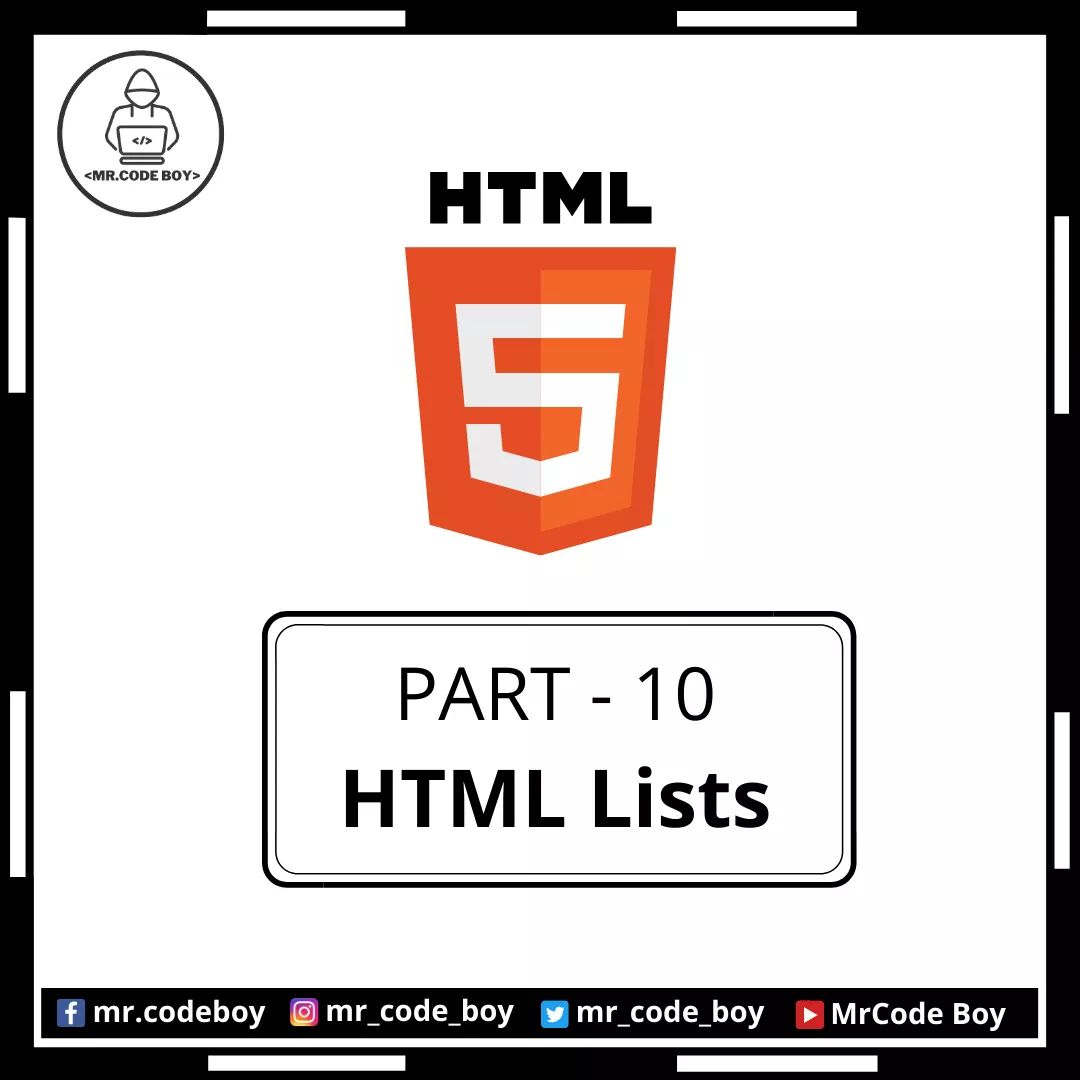 mr_code_boy's tweet image. HTML Part - 10 (Lists)

Like, Share, and Follow for more technical stuff.

YouTube - bit.ly/mrcodeboy
Facebook - facebook.com/mr.codeboy/
Instagram - instagram.com/mr_code_boy/
Twitter - 

#programming #coding  #python #developer #code #100DaysOfCode