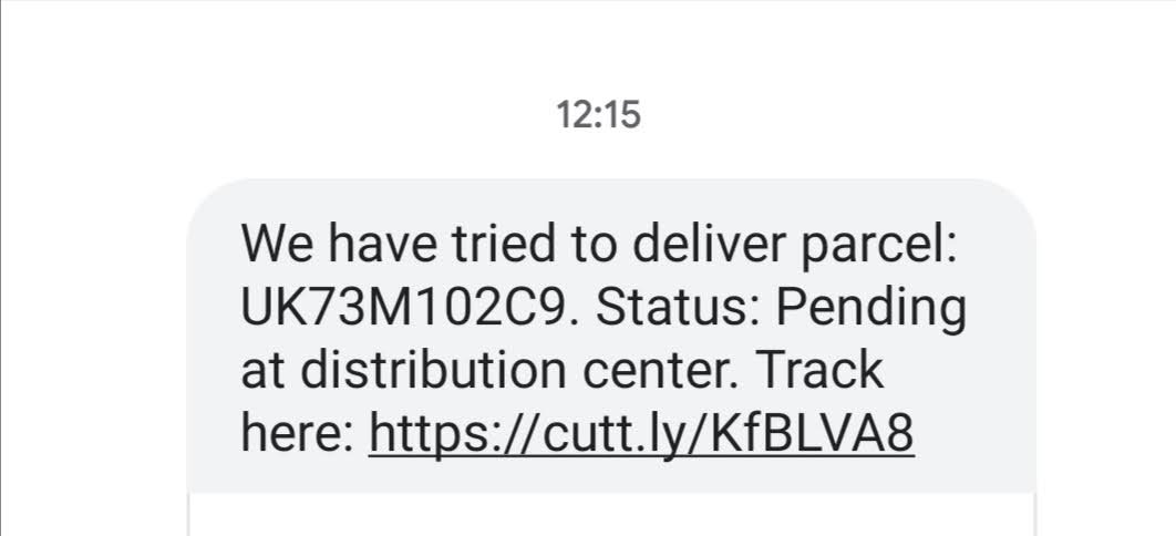 Well, I just nearly got fooled by a scam: watch out for this one, gang. I got this text, and because I'm expecting a delivery (aren't we all in these days of online shopping?) I tapped through when I should have looked more closely at the URL