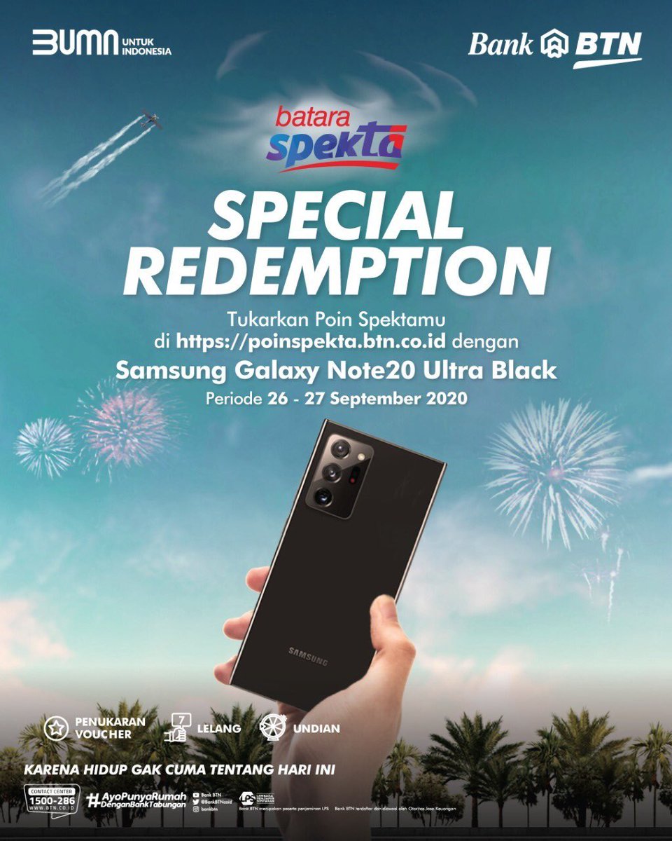 Bank Btn On Twitter Ada Yang Spektakuler Untuk Sahabat Btn Dari Batara Spekta Special Redemption Kamu Bisa Tukar 50 000 Poin Spektamu Dengan Samsung Galaxy Note 20 Ultra Yang Akan Tersedia Di Website