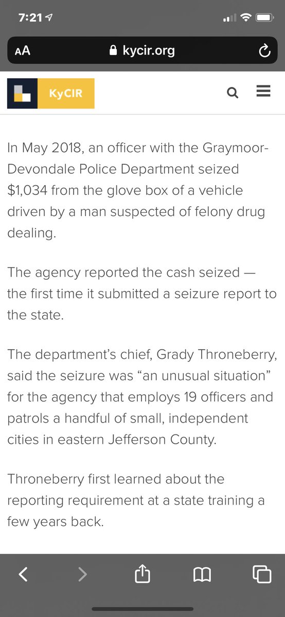 But more than 60 agencies still dIdn’t report. Many of them claim they didn’t know they had to according to state law. They are violating state law NOT reporting the money they taking from folks while admitting to a profit sharing program.  #WheresTheLoot  https://kycir.org/2020/02/11/under-pressure-more-kentucky-agencies-report-asset-forfeiture-seizures/