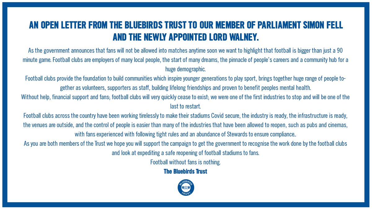 An open letter sent to <a href="/simonfell/">Simon Fell</a> and <a href="/LordWalney/">Lord Walney</a> from the Board of the Trust

<a href="/BarrowAFC/">Barrow AFC</a> <a href="/BarrowNSC/">BarrowAFC NSC</a>