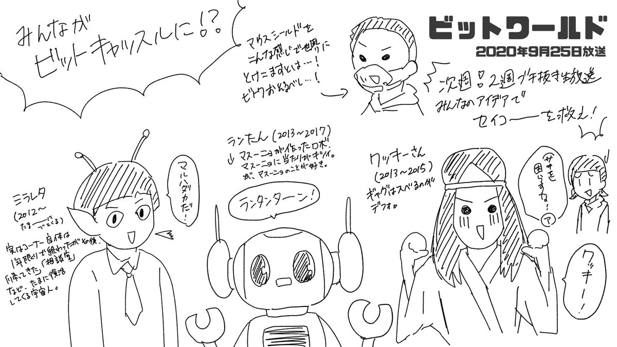 今日のビットワールド！ キャッスルがもう“昔”の話なのかというとこに時の流れを感じ、ランタンやミラレタ、ワッキーさんに懐かしさを感じた回でした。  来週は生放送！セイコーどうなるの〜〜！