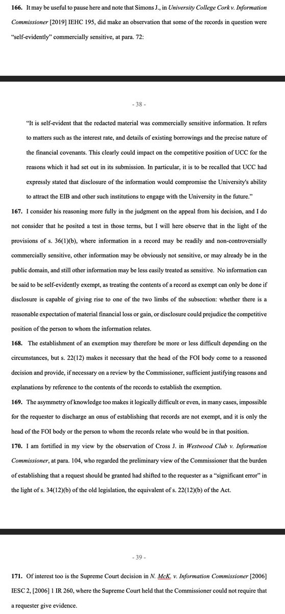 Baker on the Simons judgment in UCC, who (in passing it seems) observed some records could be "self-evidently commercially sensitive". Nope. "No information can be said to be self-evidently exempt"