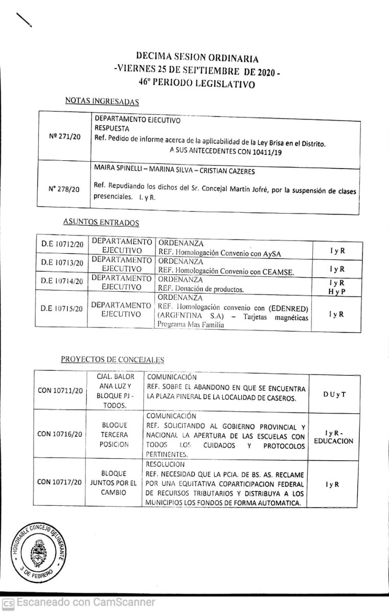 HCD3F's tweet image. Orden del día para la 10° Sesión Ordinaria del 2020.
@HCD3F

@sergioiacovino

Se tomarán las medidas de protección y distanciamiento necesarias para cuidarnos entre todos.
Lo podes seguir en vivo por Facebook :fb.me/HCD3F