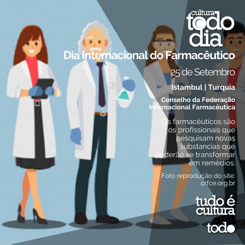 cultura_tudo's tweet photo. Dia Internacional do Farmacêutico

25 de Setembro

Istambul | Turquia

Conselho da Federação Internacional Farmacêutica

Foto reprodução do site:
https://t.co/raBjWnr1tz

#cultura #todocultura #tudoecultura #culturatododia #cfif #farmaceutico https://t.co/m4OwBD2nvD