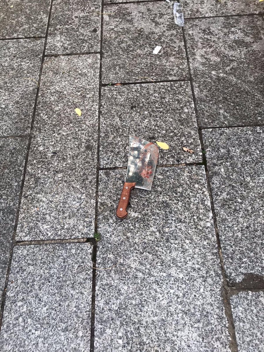 Breaking: Knife attack (stabbing) incident at former Charlie Hebdo offices - New update: Second suspect arrested (photo) and here's the knife (photo) used in the incident.  #CharlieHebdo  #Paris  #France