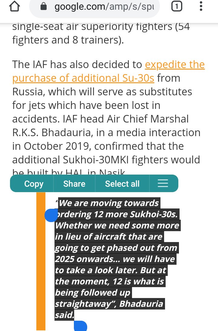 Initially the came up with the argument: as  @vayusena record mentions only 11 accidents so there z no 12th loss but it turned out to be a piece of crap as  @htnew  @ETDefence  @ANI wrote explicitly tht " IAF has lost 12 Su30 jets/ 12 jets R ordered as replacement to keep no. at 272