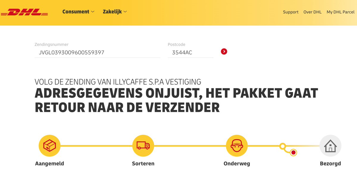 MadeleenD's tweet photo. Mag ik even heel hard vloeken op @DHLNL die ons WEER niet kunnen vinden? ONS ADRES KLOPT WEL! En die 'gegevens voor bezorgdienst' heb ik ook weer voor Jan met de korte achternaam ingevuld. #fail #DHL #doeerietsaan https://t.co/0CKERbJQeO
