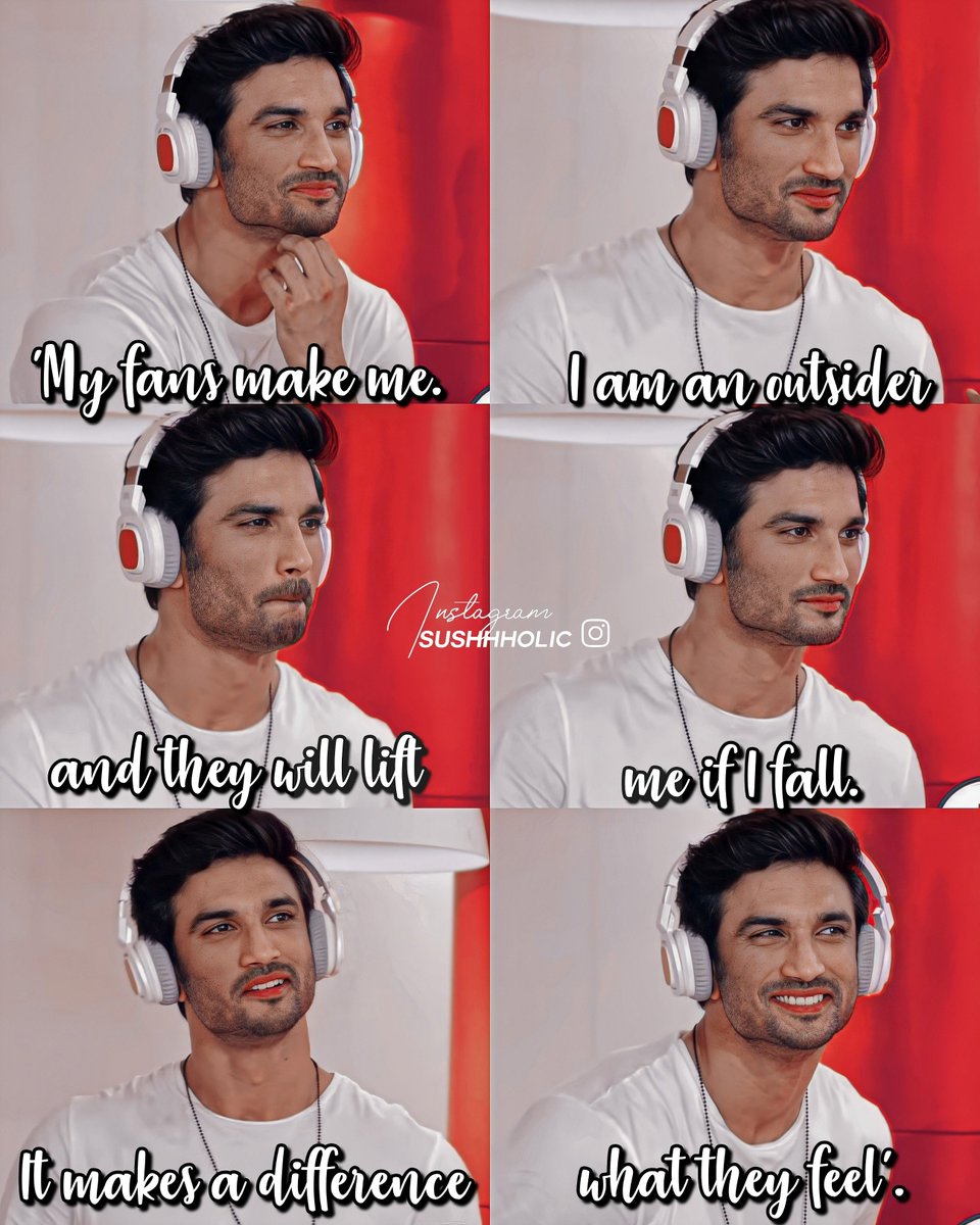 sushholic's tweet image. ‘My fans make me. I am an outsider and they will lift me if I fall . It makes a difference what they feel’. - SSR about his fans ❤
#westayunited4ssr
#globalprayers4ssr 
#immortalsushant
#sush