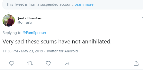 And this "Spenser" fan is so incensed by her evidence-free Islamophobic smears on Sunni rebels that he calls for their genocide. There's something comedic about Russian troll factories using pictures of Norwegian actors to pump out spin, but it is actually deadly serious.