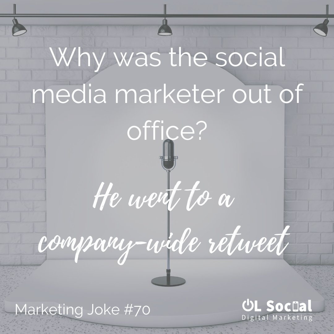 Anyone else been to a company-wide 'retweet' before?! 🙋‍♀️ 

#olsocial #marketinghumor #marketingjokes #marketingjoke #jokes #joke #humor #digitalmarketing #marketing #socialmedia #socialmediahumor