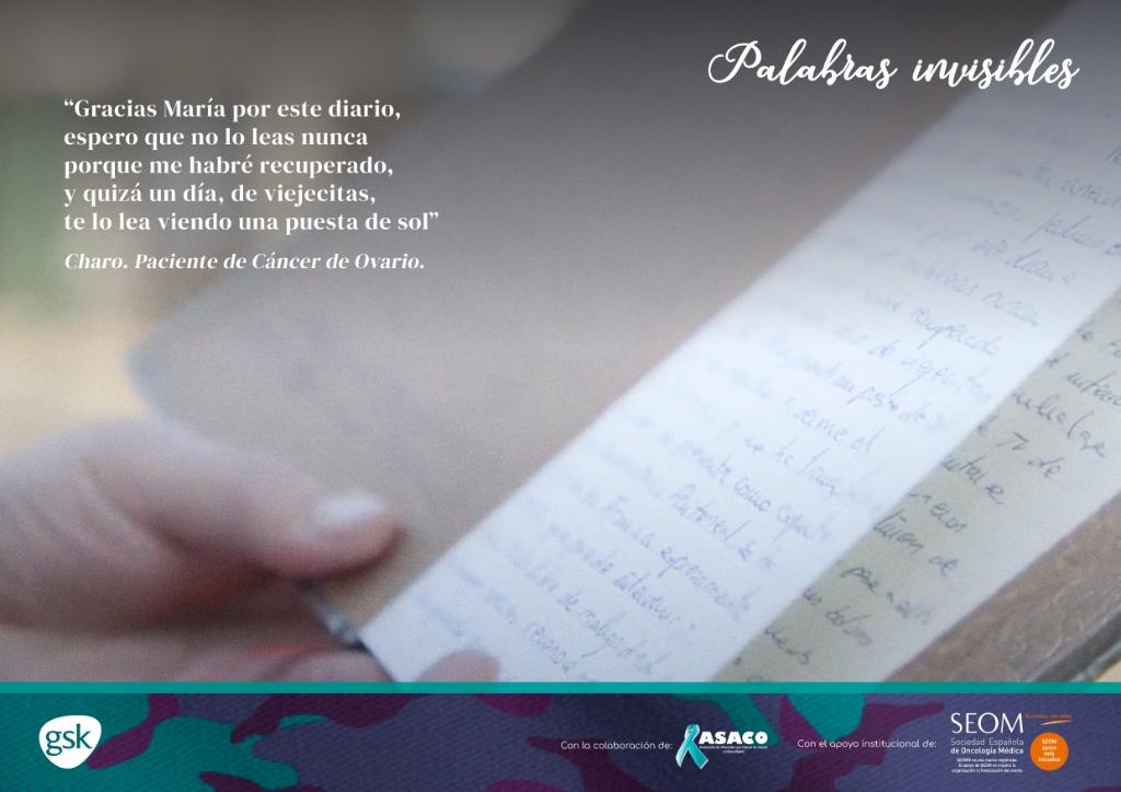 GSK_ES's tweet photo. ¿Aún no has visto #PalabrasInvisibles? Se trata de un documental que hemos lanzado con motivo del Mes de los #CánceresGinecológicos para dar visibilidad al #CáncerDeOvario, el 8º #cáncer más frecuente en mujeres. https://t.co/nP9BupEZL1 #WorldGODay #VisiblePrint #VisibleChallenge https://t.co/977GAeS4Fz