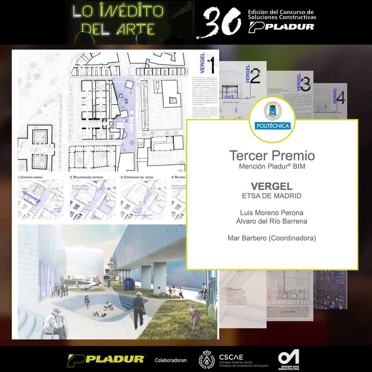 CSCAE's tweet photo. Ayer se celebró, en una gala virtual, la entrega de premios del 30º @Concurso_Pladur.

Los equipos ganadores de este año pertenecen a las Escuelas de Arquitectura de Madrid, Valladolid y Sevilla.

¡Enhorabuena a los estudiantes ganadores! 
@ETSAMadrid @ETSAValladolid @ETSASevilla https://t.co/35yq8Znkt7