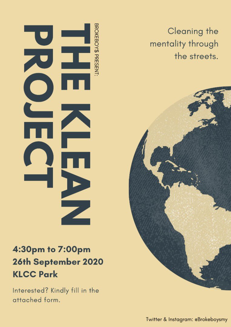 Brokeboysmy's tweet photo. Sorry for the extremely late notice guys!

Here's the details of our next #KLEANUP. Do check them out!

P/s: please scroll down to our next tweet. https://t.co/TSrXwJyNNX