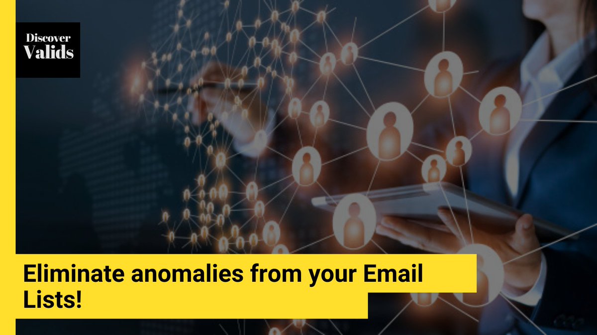 DValids's tweet photo. Eliminate anomalies from your Email Lists.
Discover Valids Email Verifier platform identifies duplicate records, misspelled lists and ensures that your campaigns get higher delivery rates &amp; lower spam rates.
Check your Email Lists now at https://t.co/fn8C7MHFQQ
#emails #marketing https://t.co/hklARHfj6r
