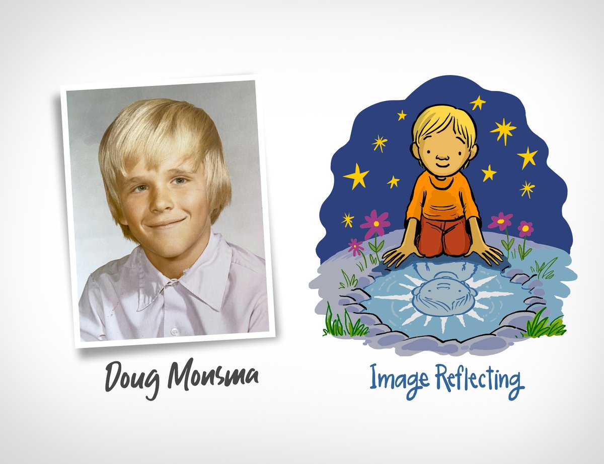 TfTCACE's tweet image. We are delighted to honor Doug Monsma (a co-creator of TfT), and officially launch our new collection of Throughline characters created by the talented team at @FVStudioBoston @FablePaul.  @peterhreynolds used childhood pictures to forever capture Doug as our Image Reflector