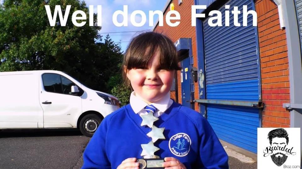 Bearded Awards - Meet Faith from <a href="/LodgePrimary/">Lodge Farm Primary School</a> what a remarkable girl at the age of 6 years this girl has raised £1500 for local causes by walking with her mom and dad and the two dogs during #covid19 well deserved #award by the #community you keep up the good work #BeardedBroz