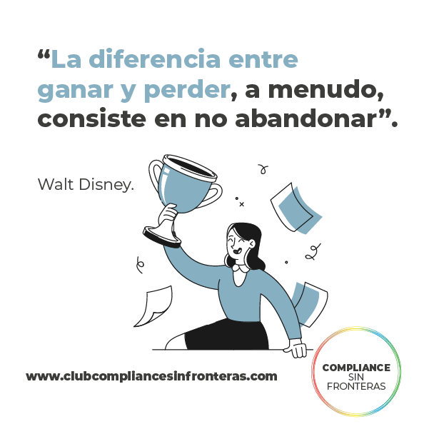“La diferencia entre ganar y perder, a menudo, consiste en no abandonar. Walt Disney
En 1943, Walt Disney Company casi cerraba sus puertas; debido a la IIWW, los estudios atravesaron una época de cierta estrechez económica.

¡Feliz Viernes! 

#ComplianceSinFronteras