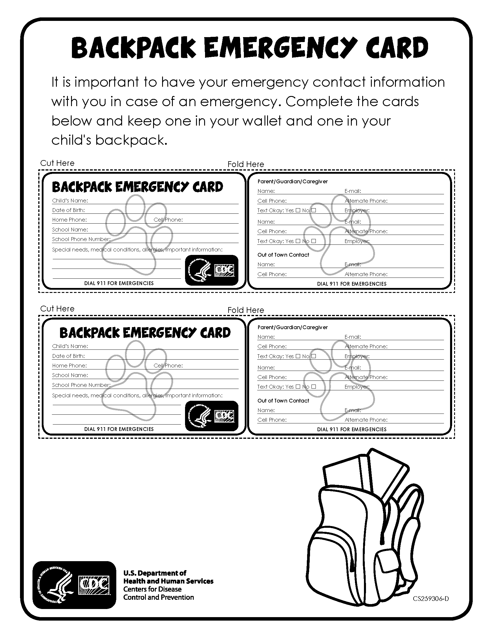 تويتر  MEMA على تويتر: "Create a backpack emergency card that Within In Case Of Emergency Card Template