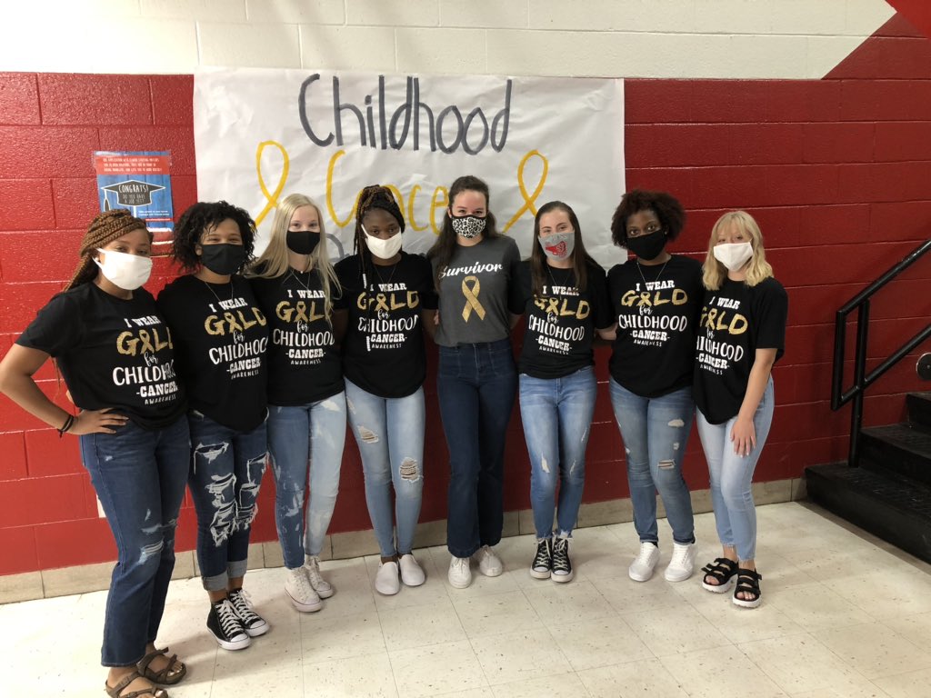 Saks High cheer squad has all Wildcats going for the gold today in support of childhood cancer awareness month and our very own survivor Kaylie! <a href="/ccboe_news/">Calhoun County Schools</a>